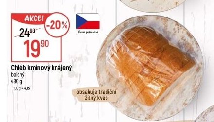 Chléb kmínový krájený