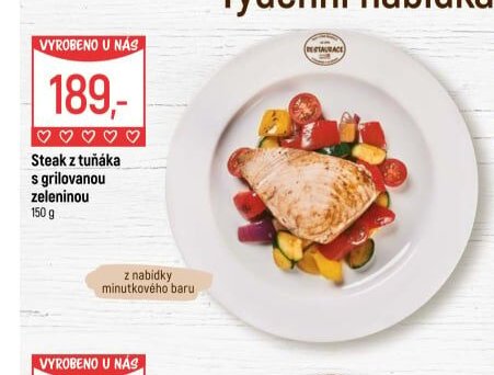 Steak z tuňáka s grilovanou zeleninou