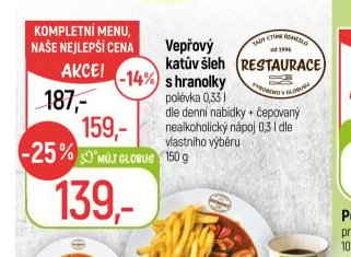 Vepřový katův šleh s hranolky