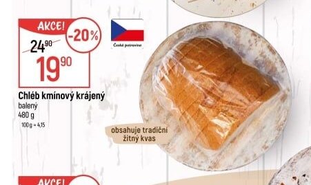 Chléb kmínový krájený