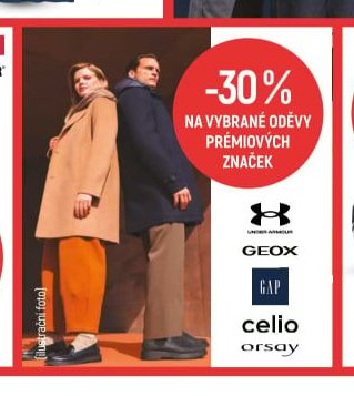 Prémiové značky (Under Armour, Geox, Gap, Celio, Orsay)