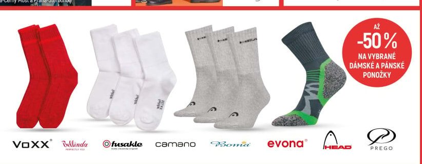 Ponožky (Voxx, Bellinda, Fusakle, Camano, Boma, Evona, Head, Prego)