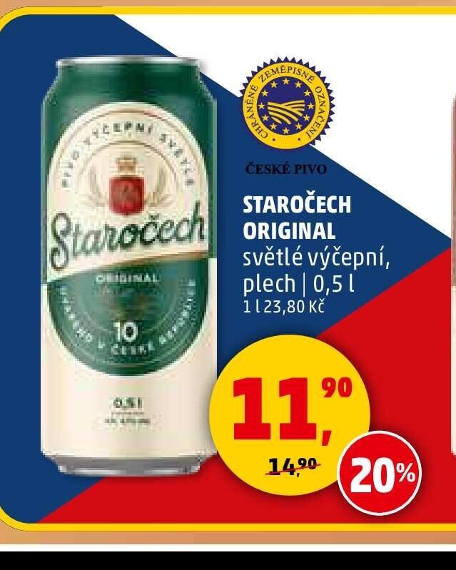 STAROČECH ORIGINAL světlý výčepní, plech 0,5 l