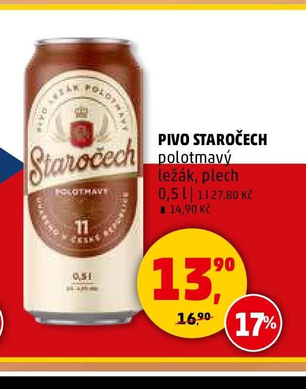 PIVO STAROČECH polotmavý ležák, plech 0,5 l