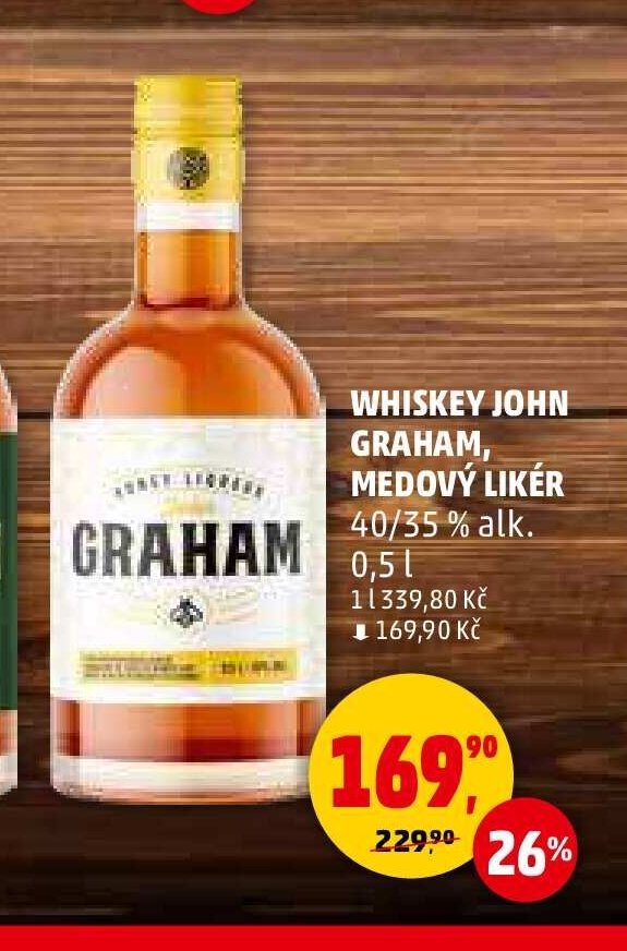 WHISKEY JOHN GRAHAM, MEDOVÝ LIKÉR 40/35 % alk. 0,5 l