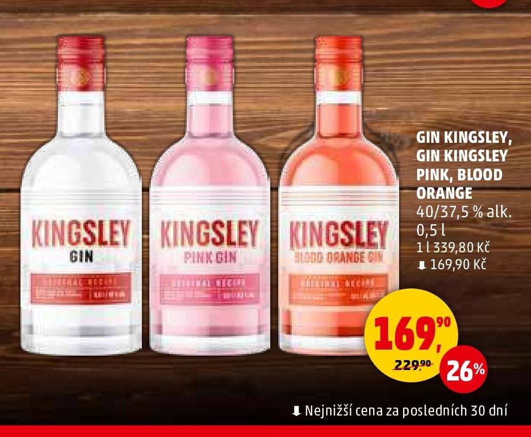 GIN KINGSLEY, GIN KINGSLEY PINK, BLOOD ORANGE 40/37,5 % alk. 0,5 l