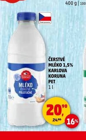 ČERSTVÉ MLÉKO 1,5% KARLOVA KORUNA