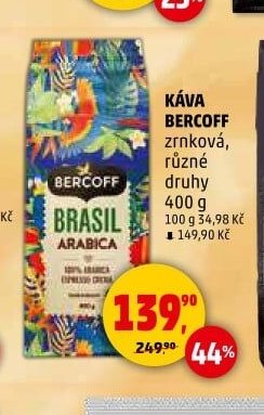 KÁVA BERCOFF zrnková, různé druhy 400 g