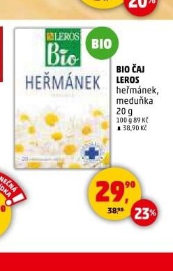BIO ČAJ LEROS heřmánek, meduňka 20 g