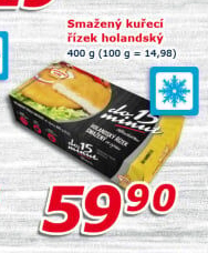 Řízek kuřecí holandský smažený mražený Vodňanské kuře