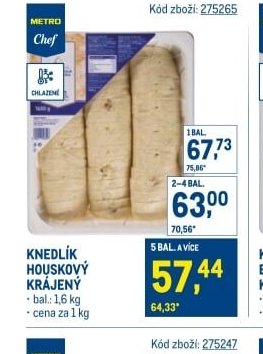 Knedlík houskový krájený