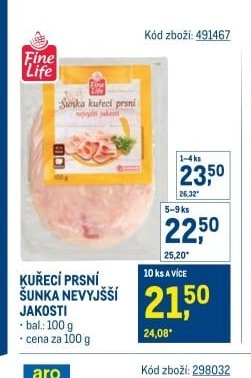 KUŘECÍ PRSNÍ ŠUNKA NEJVYŠŠÍ JAKOSTI