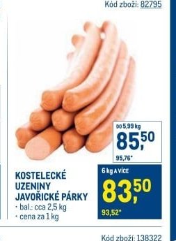 KOSTELECKÉ UZENINY JAVOŘICKÉ PÁRKY