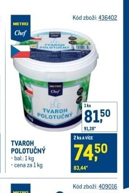 Tvaroh polotučný Chef