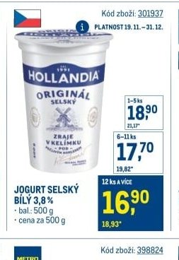 Jogurt selský bílý 3,8%