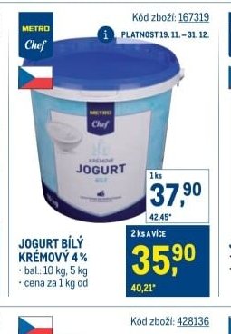 Jogurt bílý krémový 4%