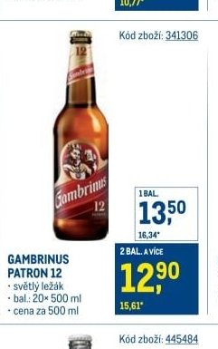 GAMBRINUS PATRON 12