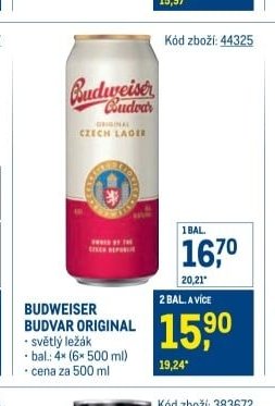 BUDWEISER BUDVAR ORIGINAL