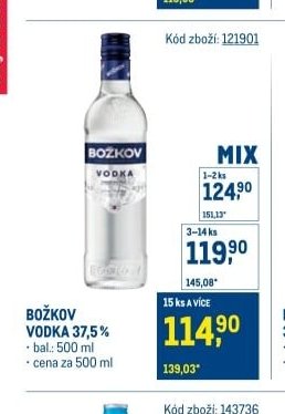 BOŽKOV VODKA 37,5 %