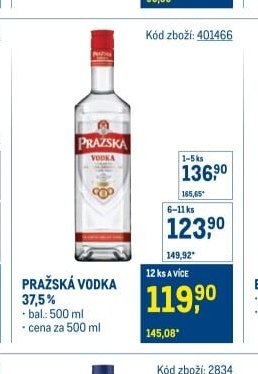 PRAŽSKÁ VODKA 37,5 %