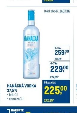 HANÁCKÁ VODKA 37,5 %