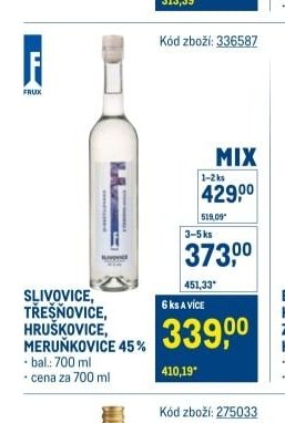 SLIVOVICE, TŘEŠŇOVICE, HRUŠKOVICE, MERUŇKOVICE 45% - Makro akcniletaky.com