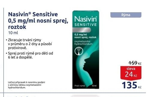 Nasivin Sensitive 0,5 mg/ml nosní sprej, roztok