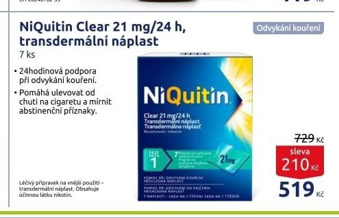NiQuitin Clear 21 mg/24 h, transdermální náplast