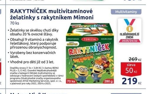 RAKYTNÍČEK multivitaminové želatinky s rakytníkem Mimoni