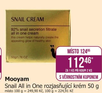 Rozjasňující krém Snail All in One Mooyam