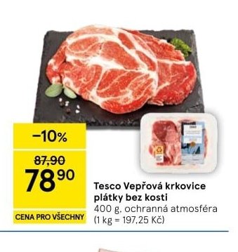 Tesco Vepřová krkovice plátky bez kosti 400 g