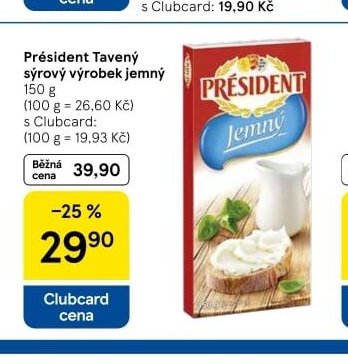 Président Tavený sýrový výrobek jemný 150 g