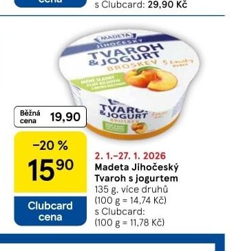 Madeta Jihočeský Tvaroh s jogurtem 135 g