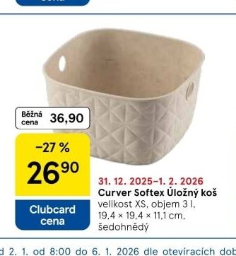Curver Softex Úložný koš velikost XS, objem 3 l, šedohnědý