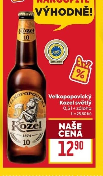 Velkopopovický Kozel světlý 0,5 l