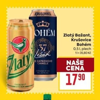 Zlatý Bažant, Krušovice Bohém 0,5 l