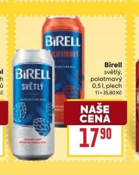 Birell světlý, polotmavý 0,5 l