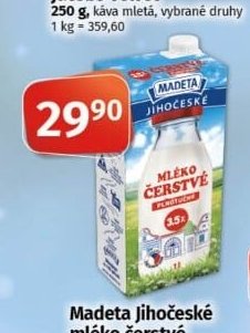 Madeta Jihočeské mléko čerstvé