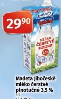 Mléko čerstvé lahodné Jihočeské Madeta - 3,5% plnotučné