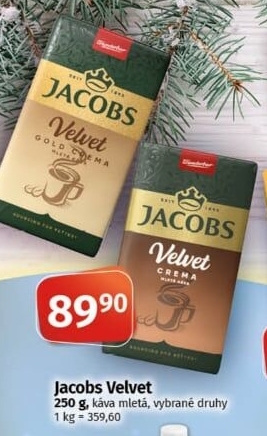 Mleté kávy Jacobs Velvet