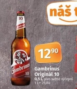 Pivo světlé výčepní Originál 10° Gambrinus