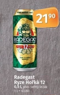Pivo světlý ležák 12° Ryze hořká Radegast