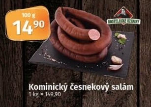 Salám kominický česnekový točený Kostelecké uzeniny