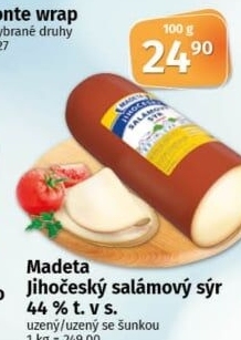 Sýr uzený salámový 44% Jihočeský Madeta