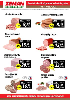 akční leták ZEMAN maso - uzeniny 5.1.2026-10.1.2026