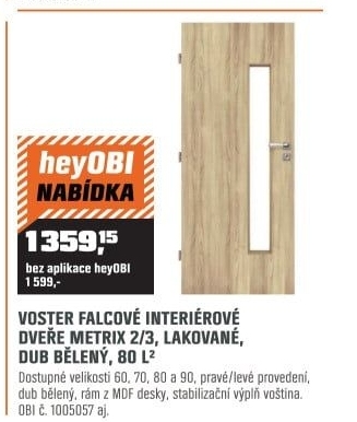 Dveře int.Metrix 2/3HDFDub bělený