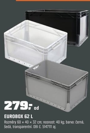 Euroboxplná stěnačerný 62 l