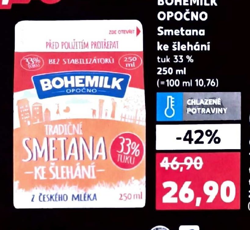 BOHEMILK OPOČNO Smetana ke šlehání