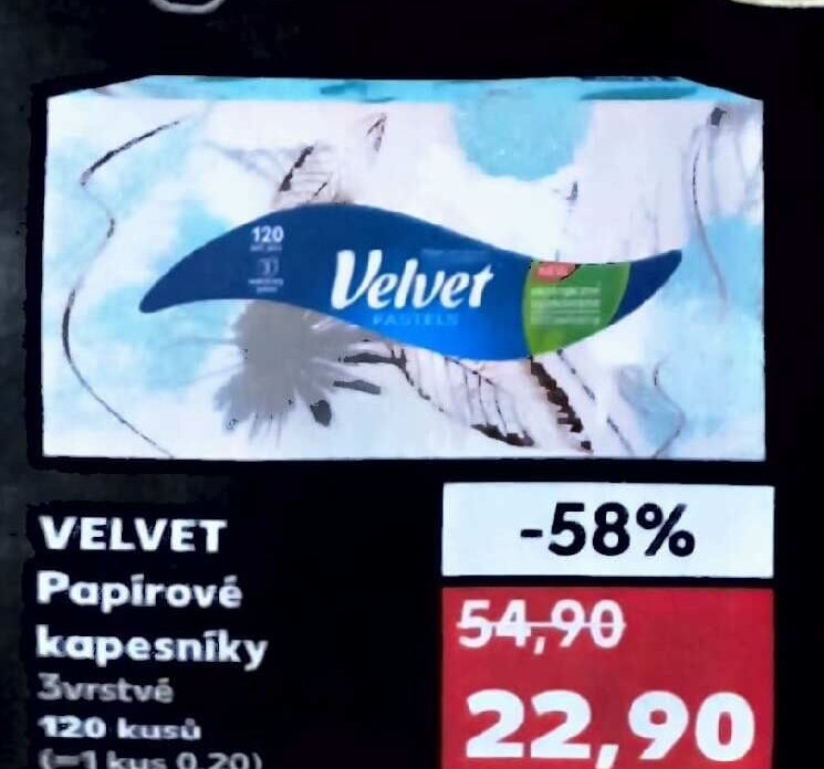 Velvet papírové kapesníky - Kaufland akcniletaky.com