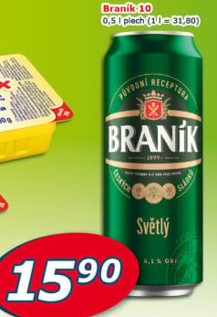 Pivo světlé výčepní 10° Braník